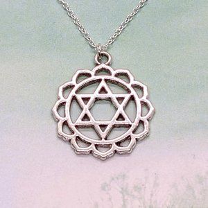 Silver Heart Chakra Anahata Symbol Yoga Necklace
